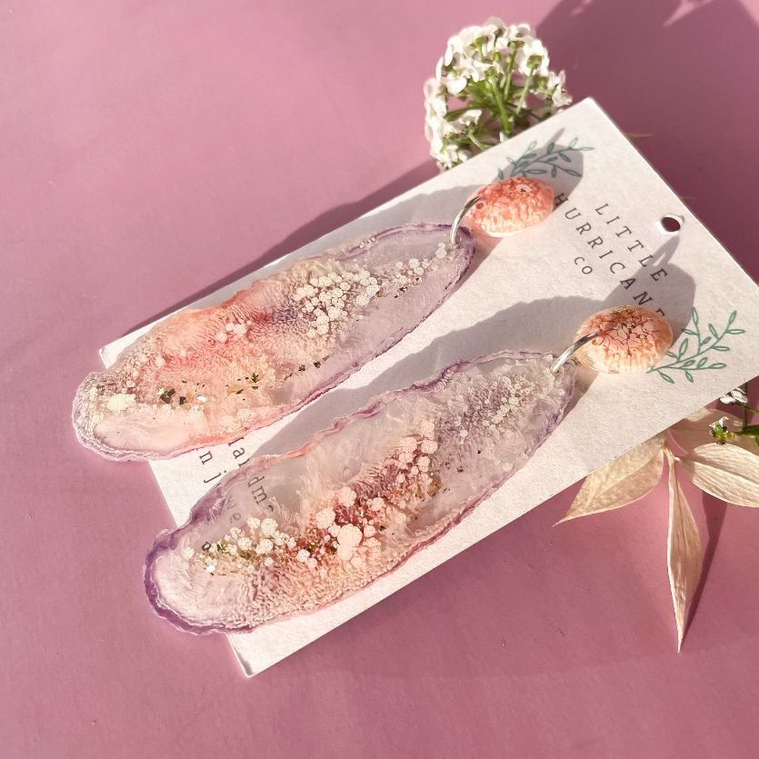 Lavender Dreams Geode Dangles