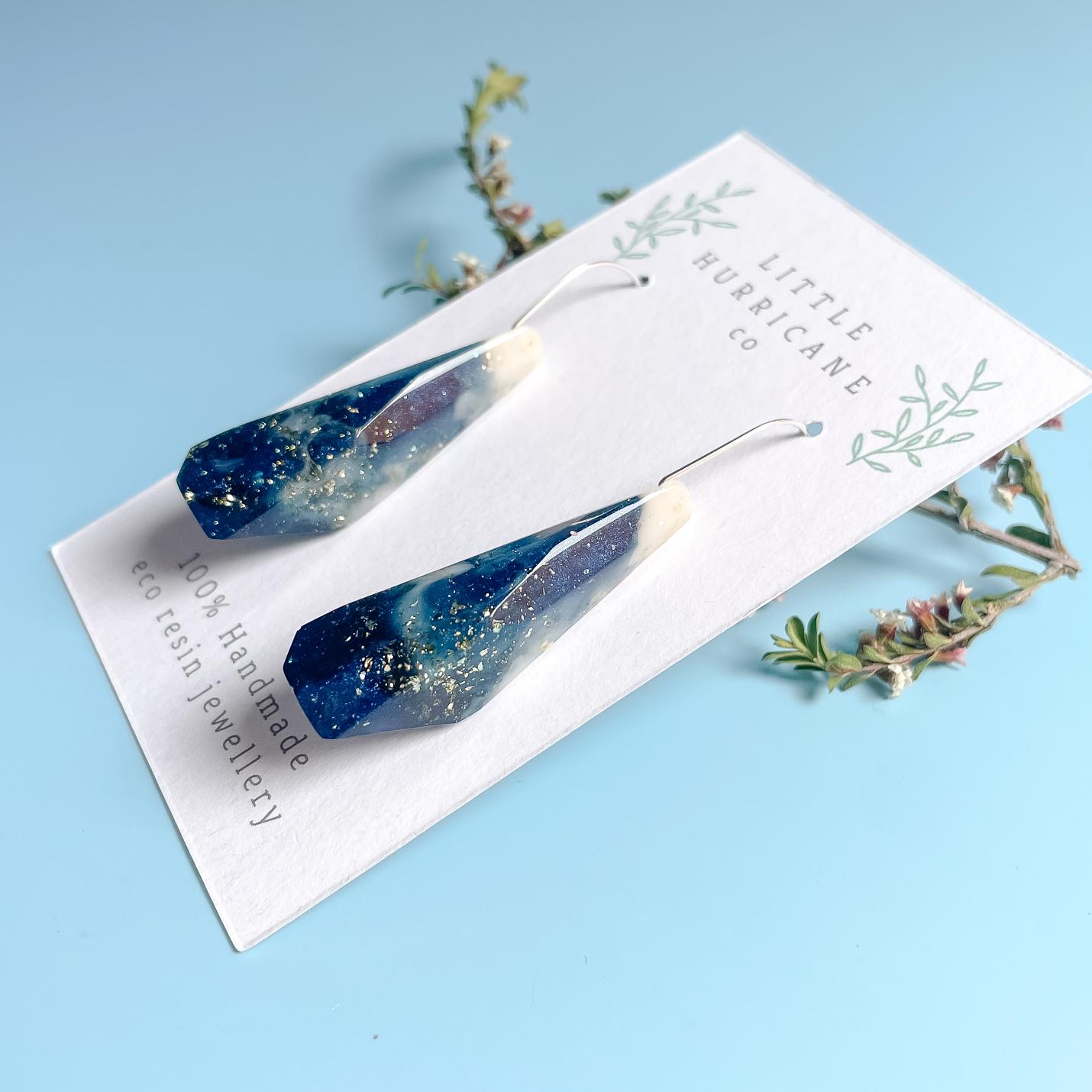 Stormy Waters Faceted Dangle