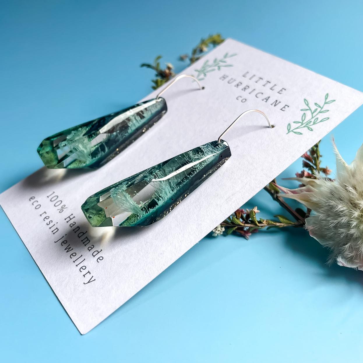 Icy Teal Faceted Dangles