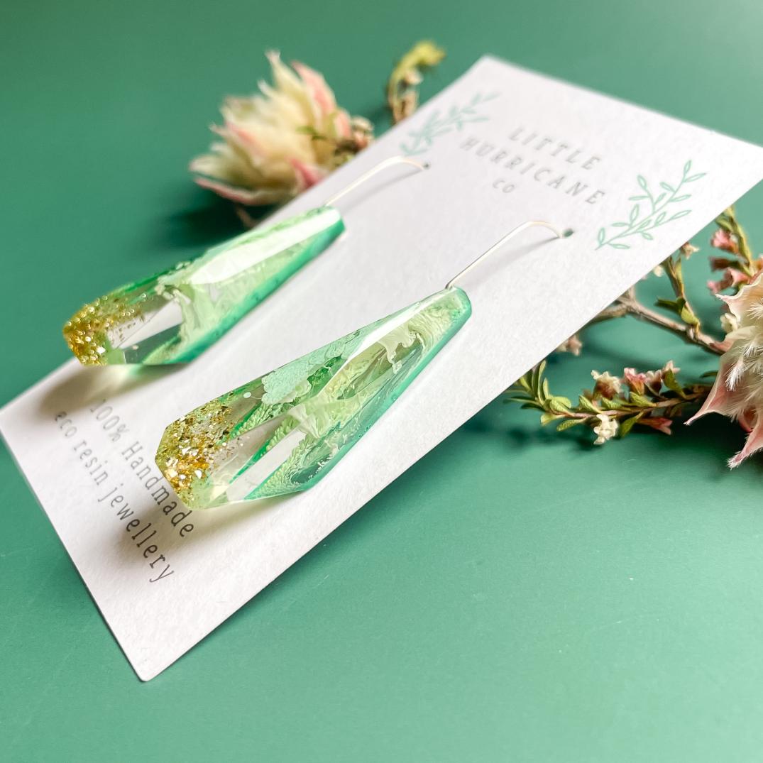 Jade Green Faceted Dangles