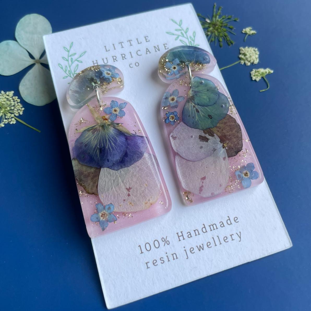 Hydrangea & Forget me not Medley Arch Earrings