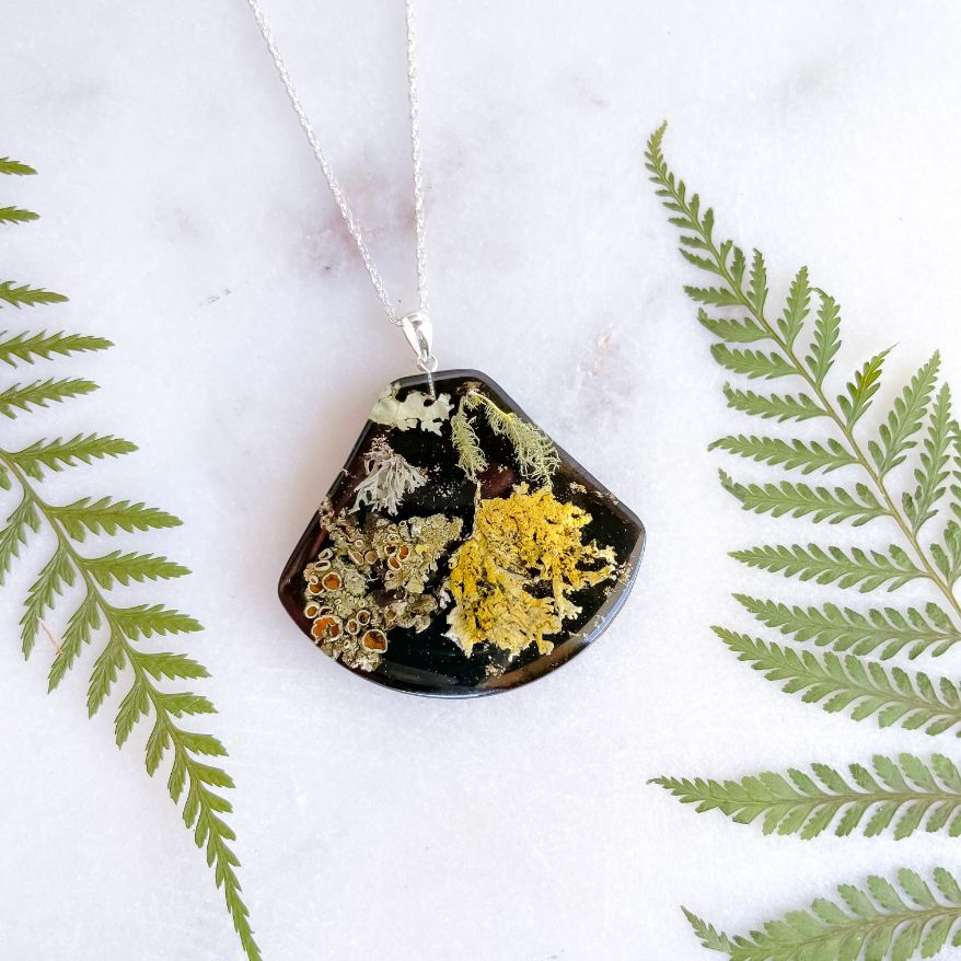 Foraged Lichen fan necklace