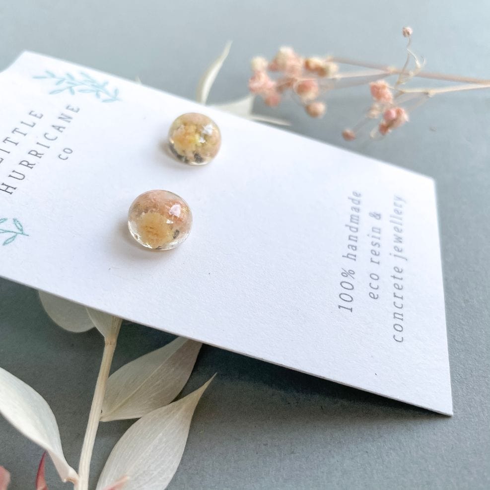 Sphere Studs - Vintage Pink Baby's breath