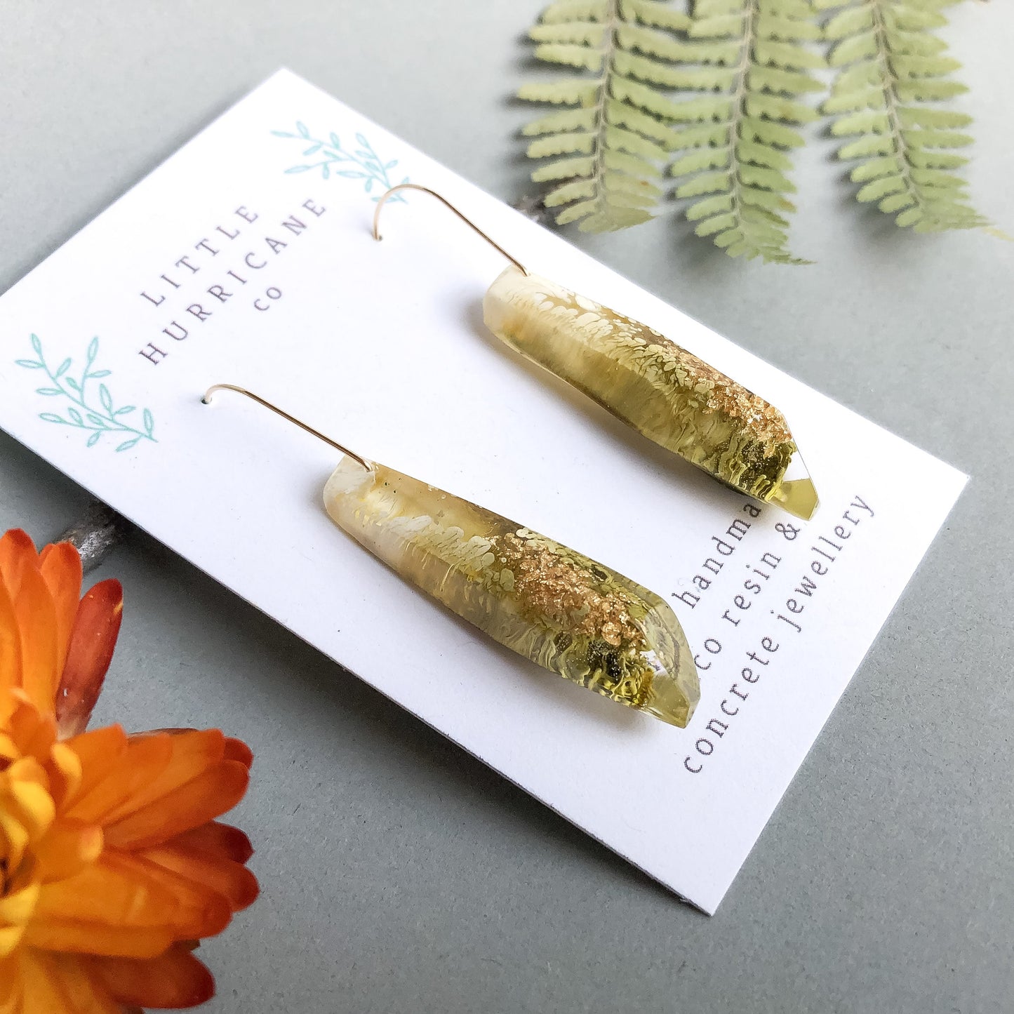 Golden Olive Green Faceted Dangles