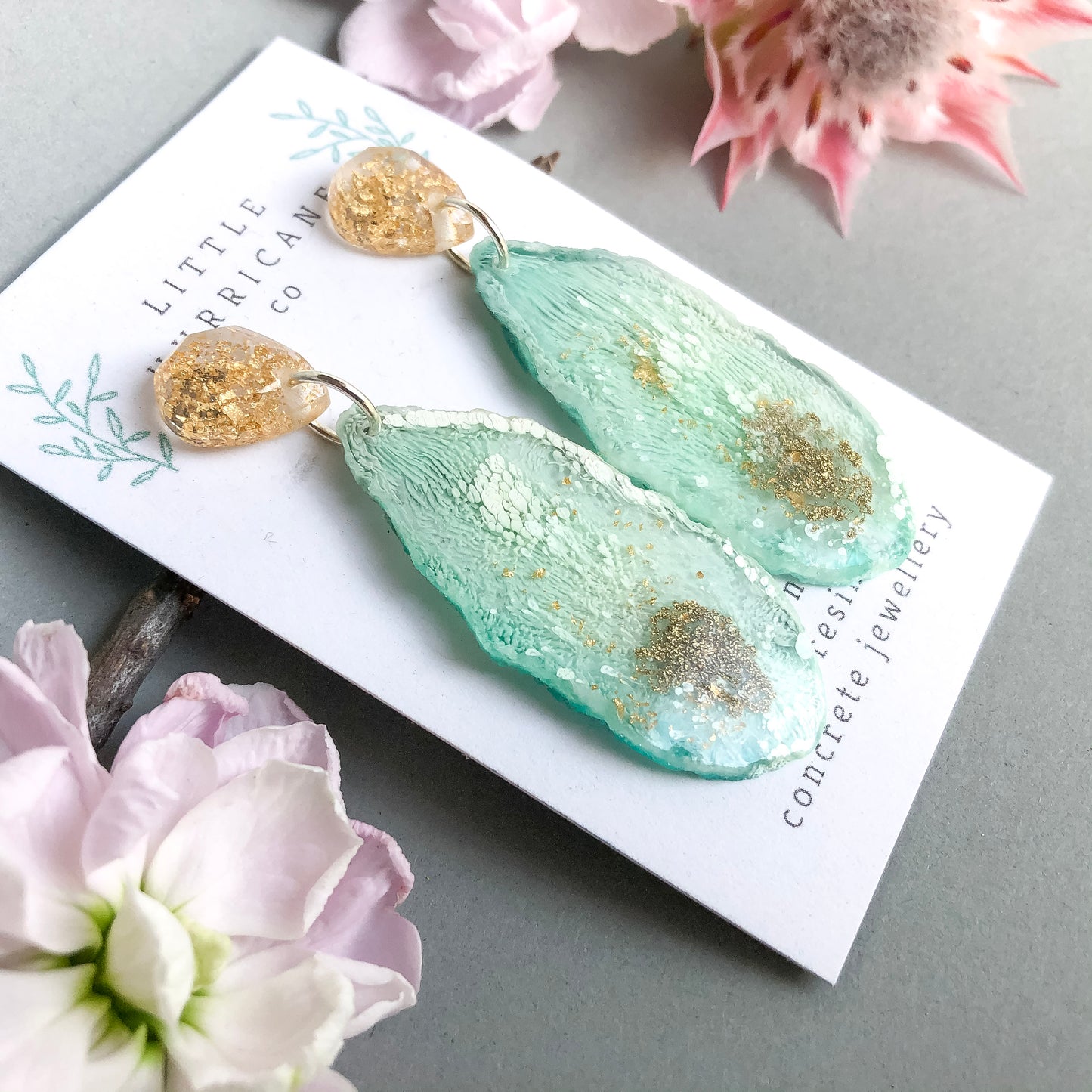 Mint Jade Geode Dangles small