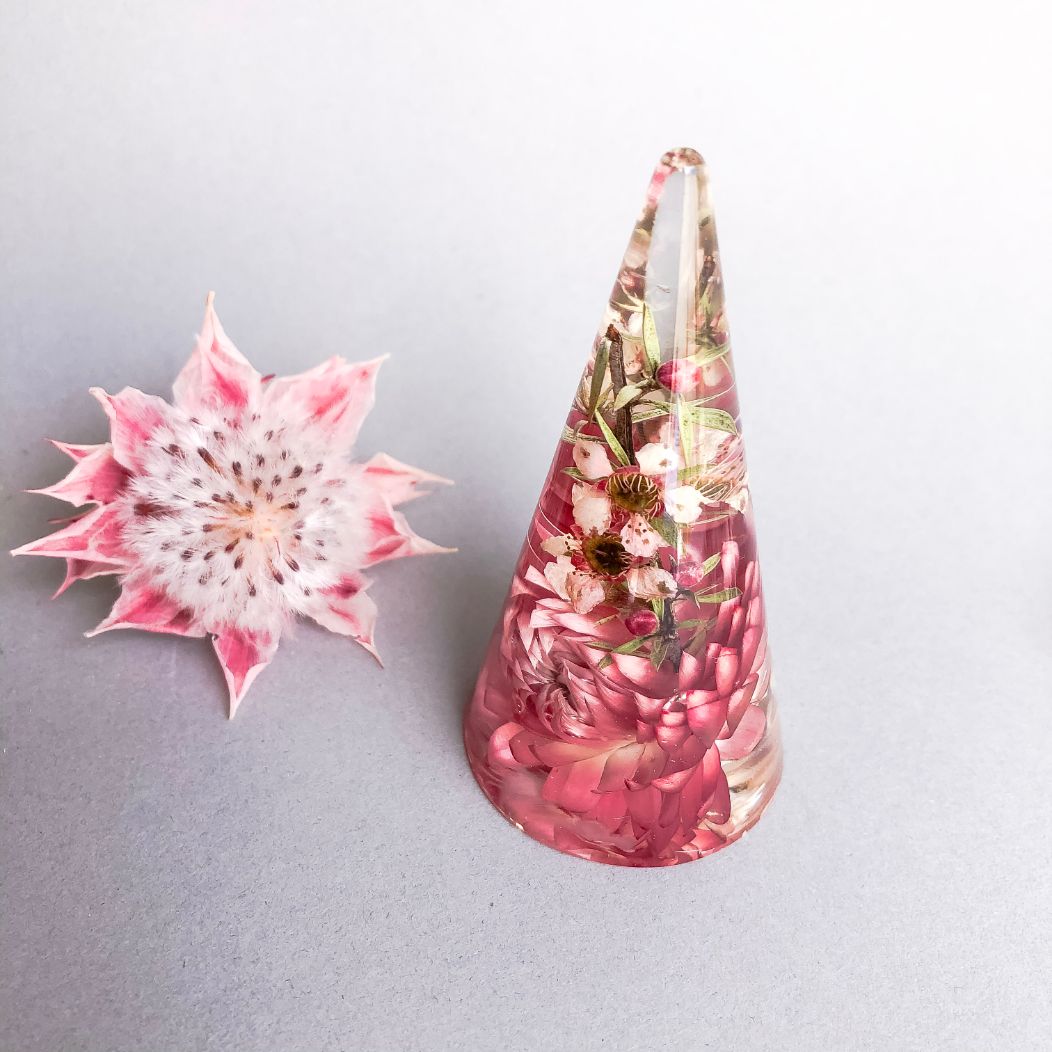 Everlasting Daisy & Tea Tree Flower Ring Cone