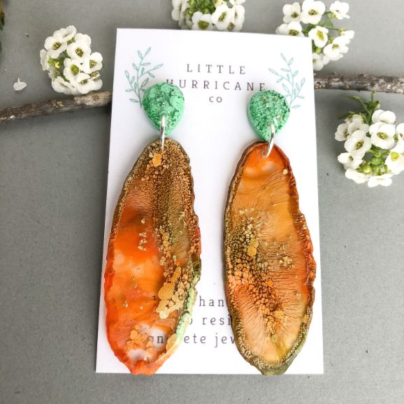 Burnt Orange Geode Dangles