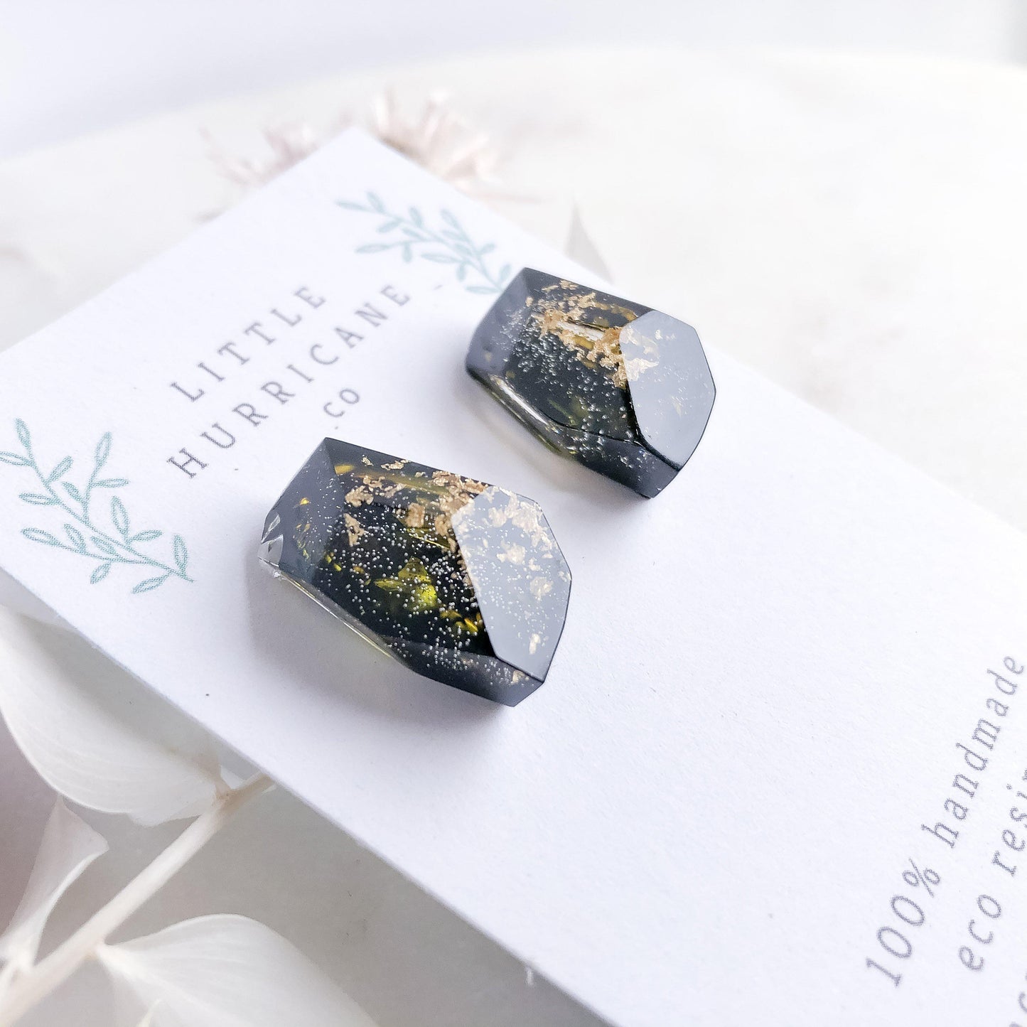 Midnight Gold Gem Studs - Little Hurricane Co