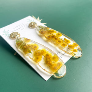 Golden Wattle Geode Earrings