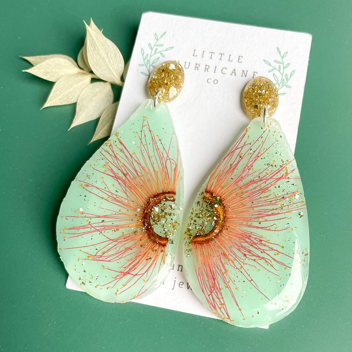 Pink Orange Gum on Mint Teardrop Geode