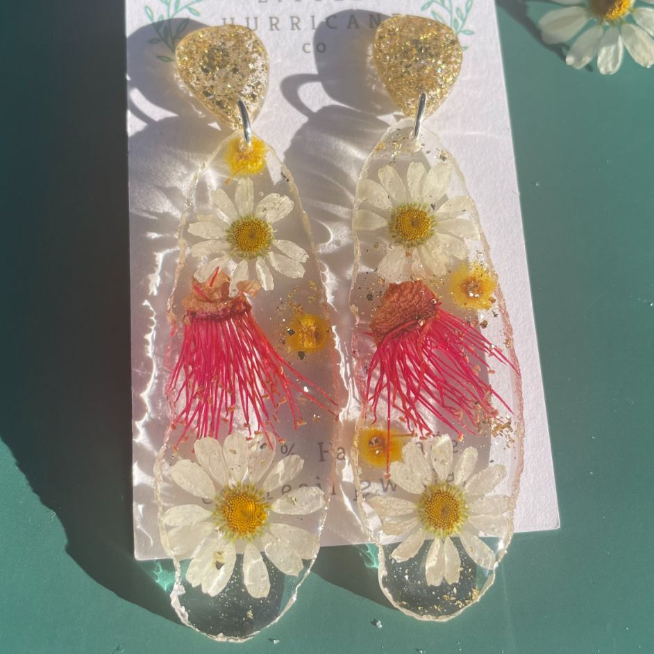 Daisy & Gum Geode Earrings