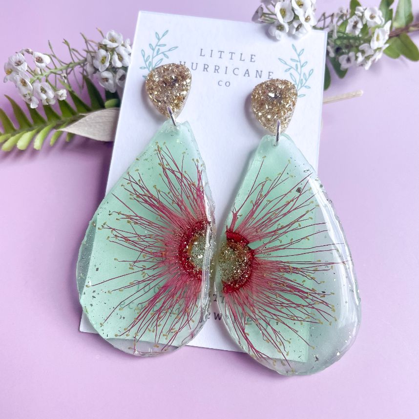 Vintage Pink Gum on Lime Green Teardrop Geode