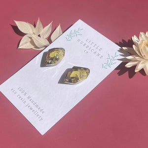 Golden Olive Gem Studs