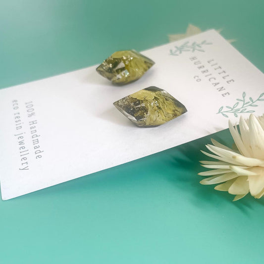 Golden Olive Gem Studs