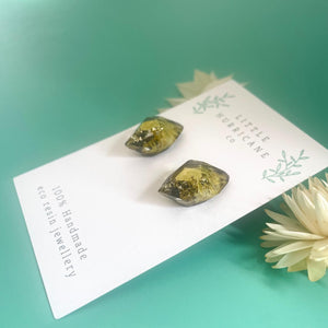 Golden Olive Gem Studs