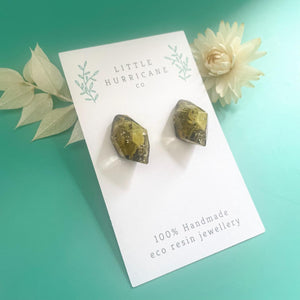 Golden Olive Gem Studs