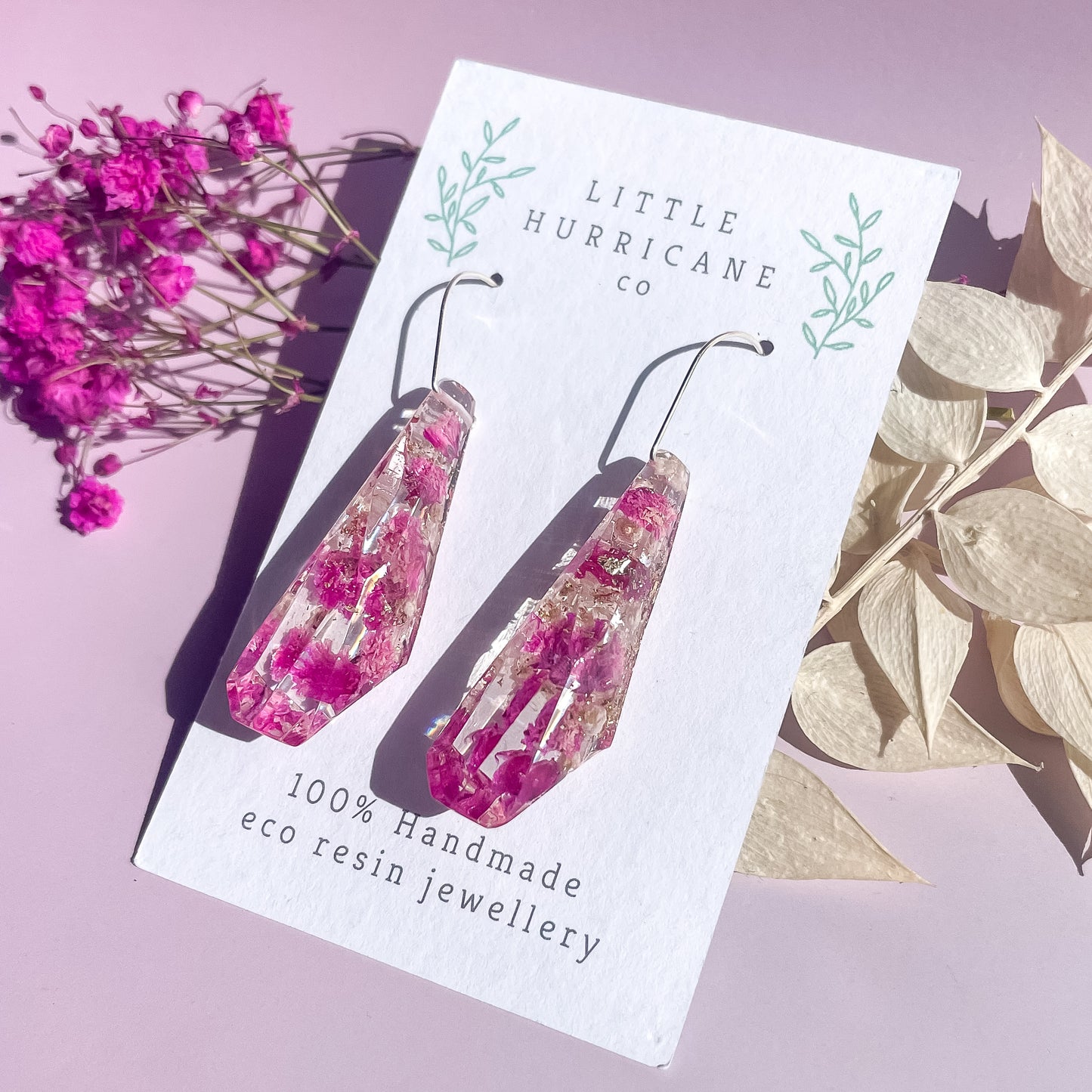 Pink Baby's Breath Faceted Dangle