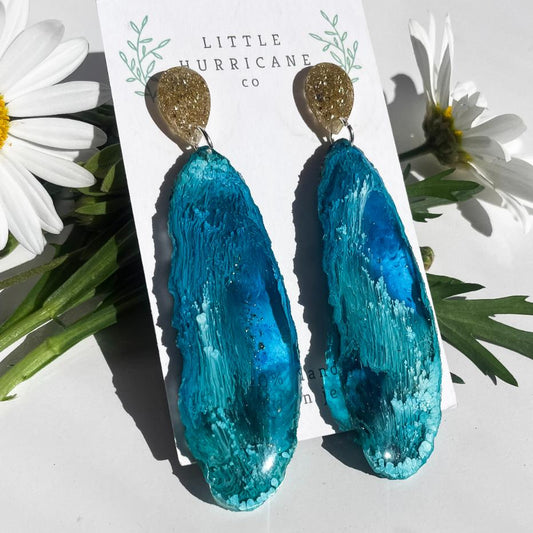 Stormy Ocean Geode Dangles