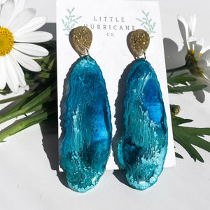 Stormy Ocean Geode Dangles