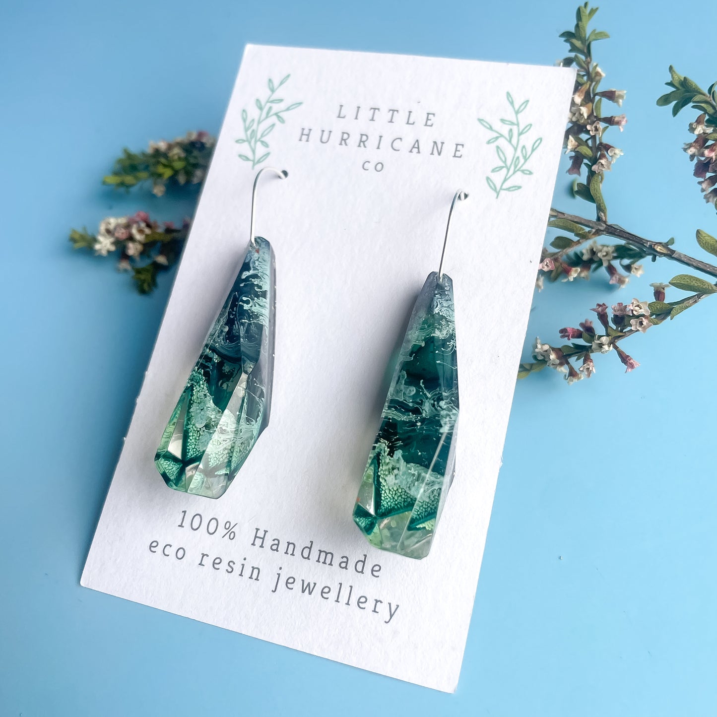 Cloudy Skies Faceted Dangle