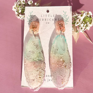 Pink Coral Geode Dangles