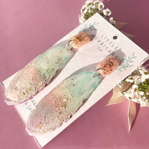 Pink Coral Geode Dangles