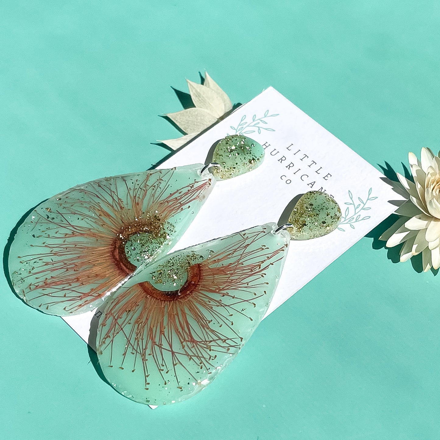 Pink Orange Gum on Mint Teardrop Geode