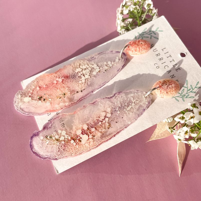 Lavender Dreams Geode Dangles