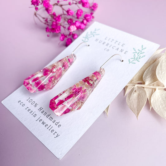 Pink Baby's Breath Faceted Dangle