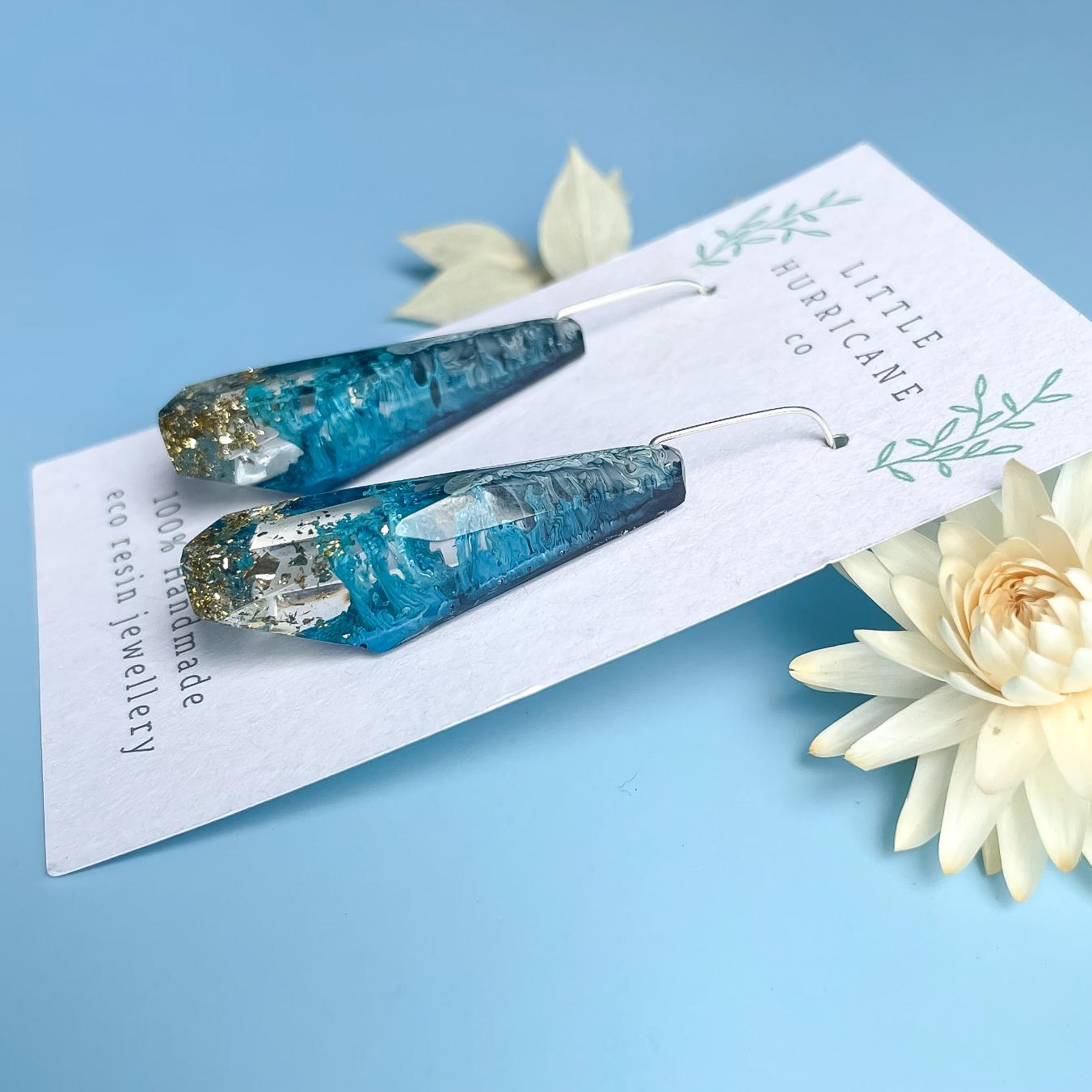 Blue Galaxy Faceted Dangles