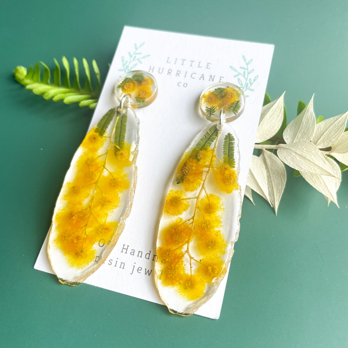 Golden Wattle Geode Earrings