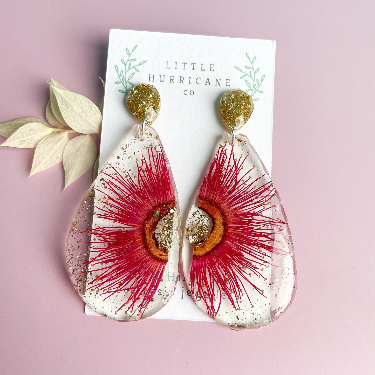 Pressed Red Gum Teardrop Dangle