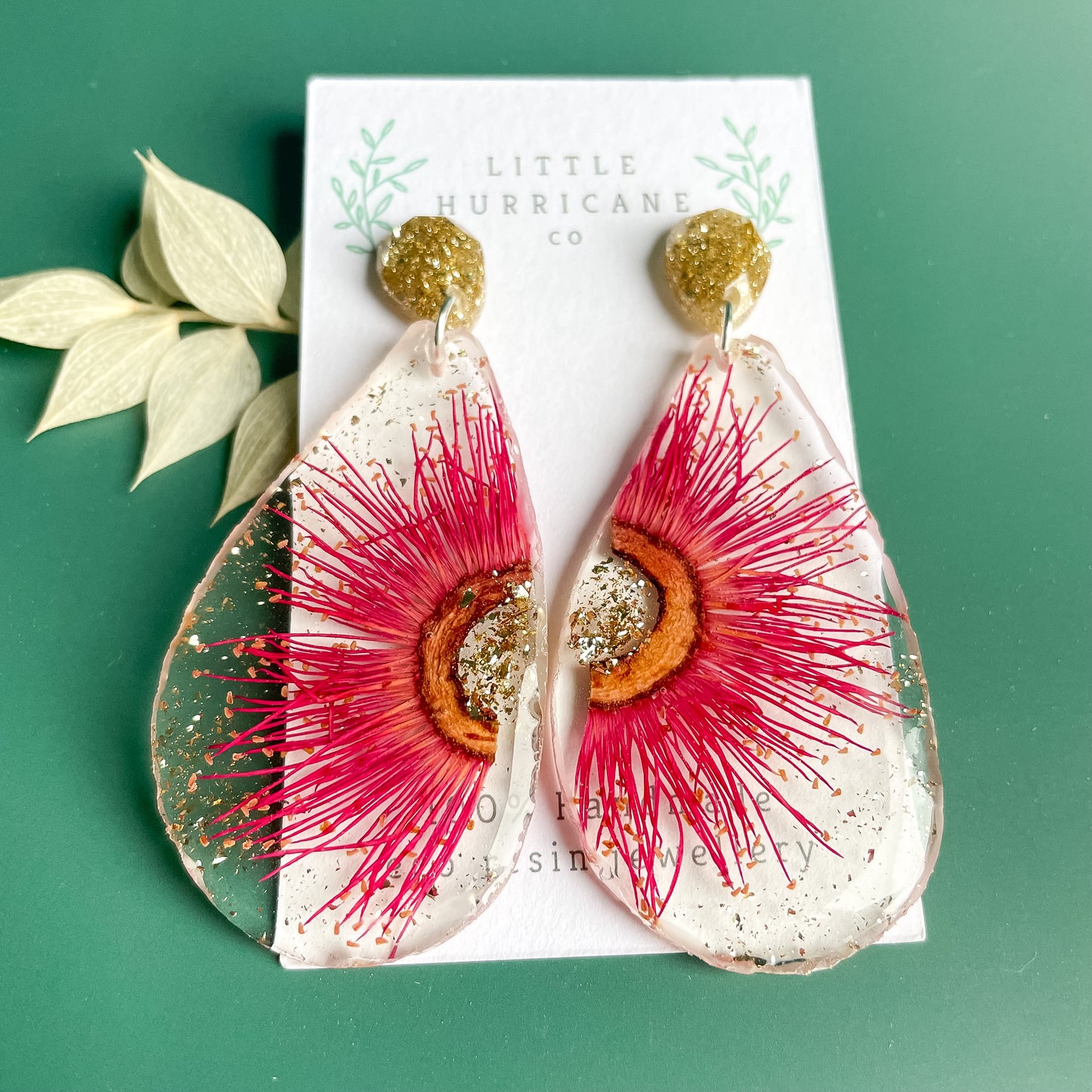 Pressed Red Gum Teardrop Dangle