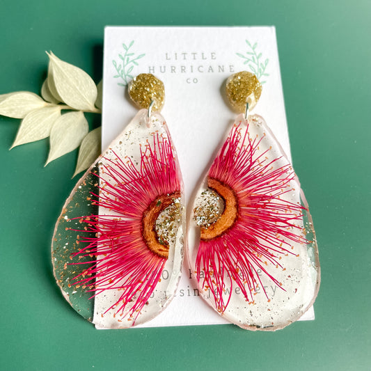 Pressed Red Gum Teardrop Dangle