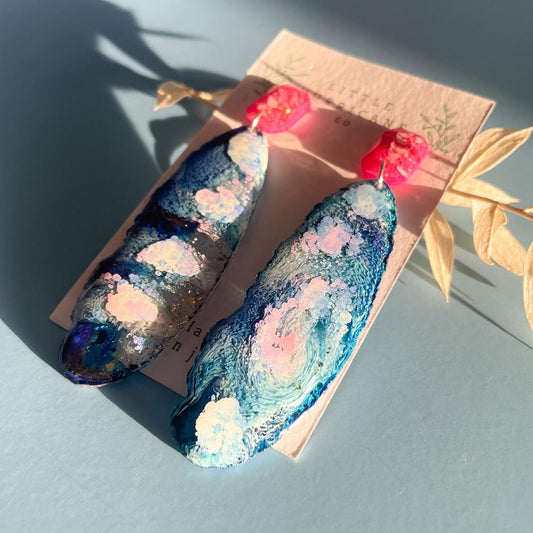 Swirling Sea Geode Dangles