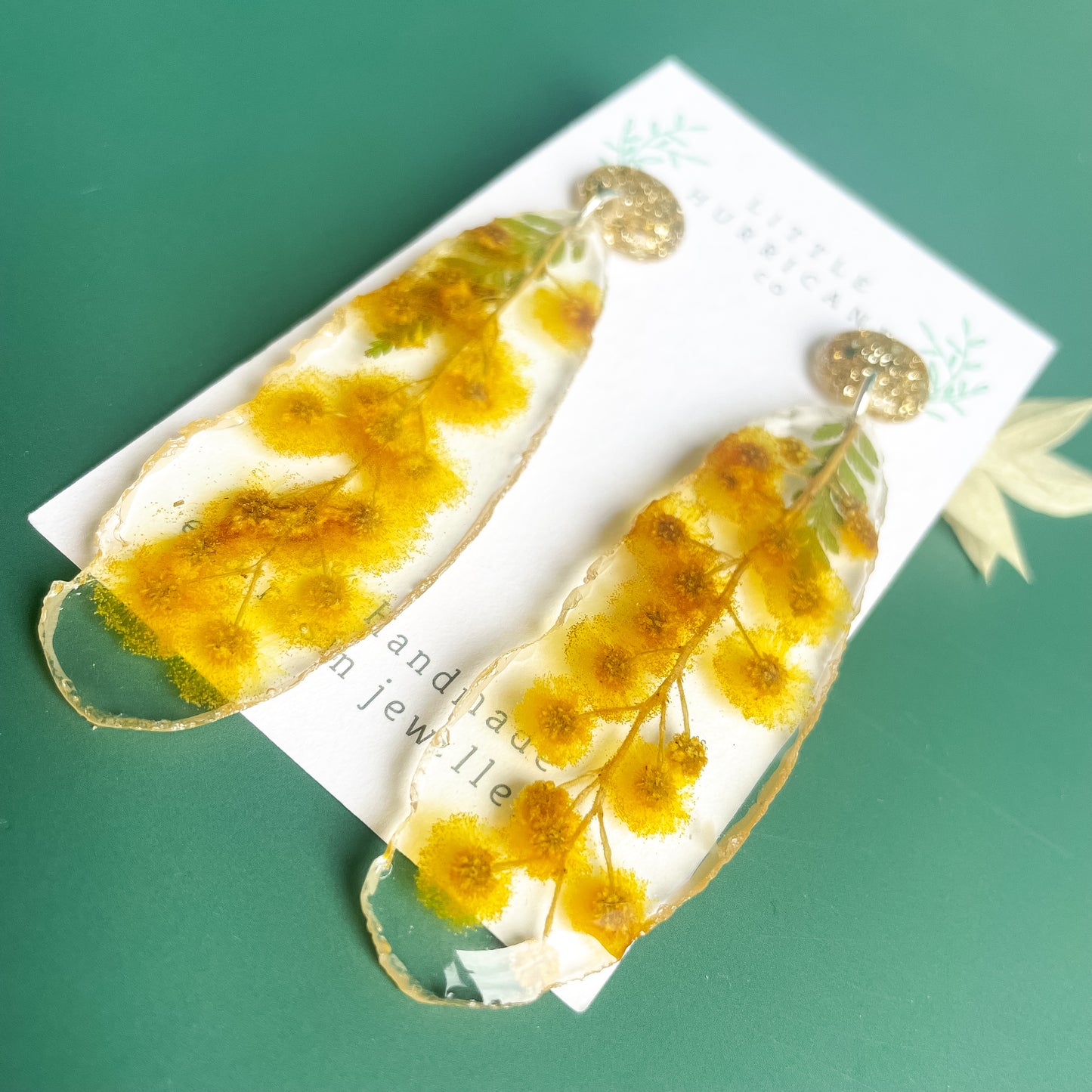 Golden Wattle Geode Earrings