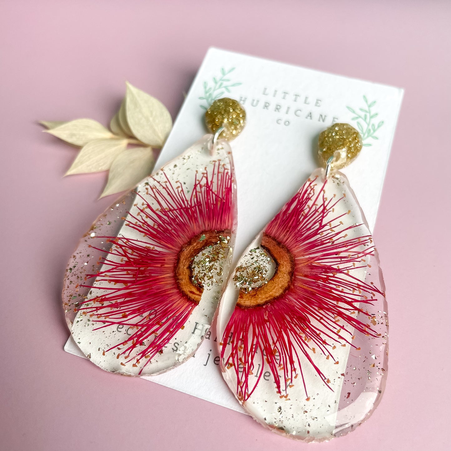 Pressed Red Gum Teardrop Dangle