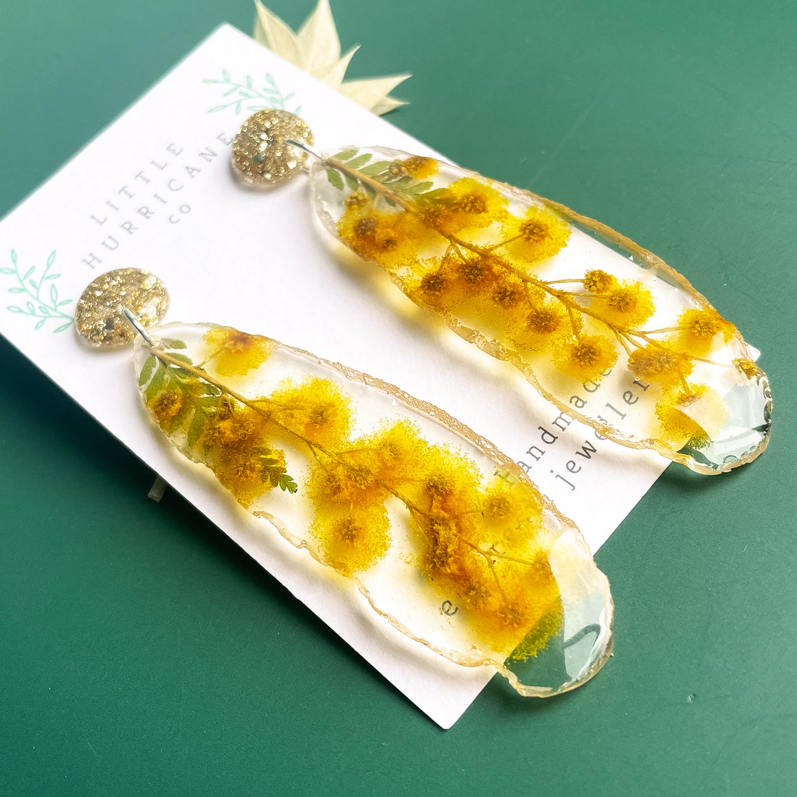 Golden Wattle Geode Earrings