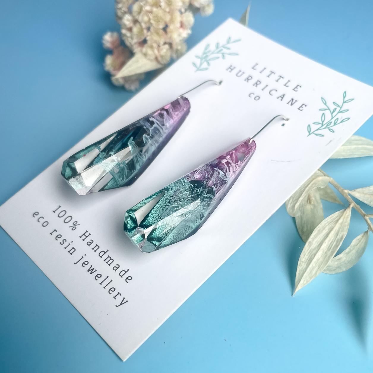 Aurora Borealis Faceted Dangles