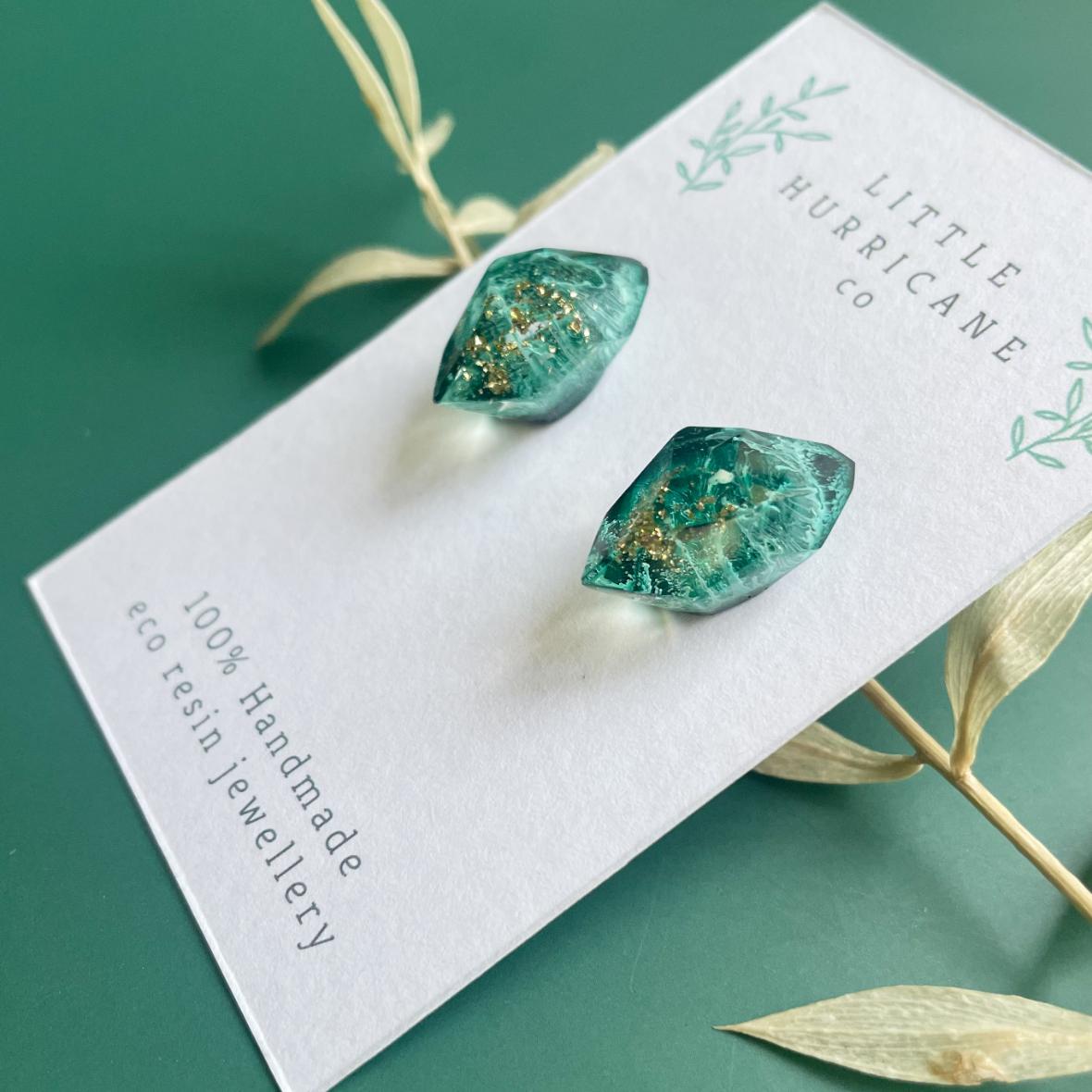 Emerald Green Gem Studs