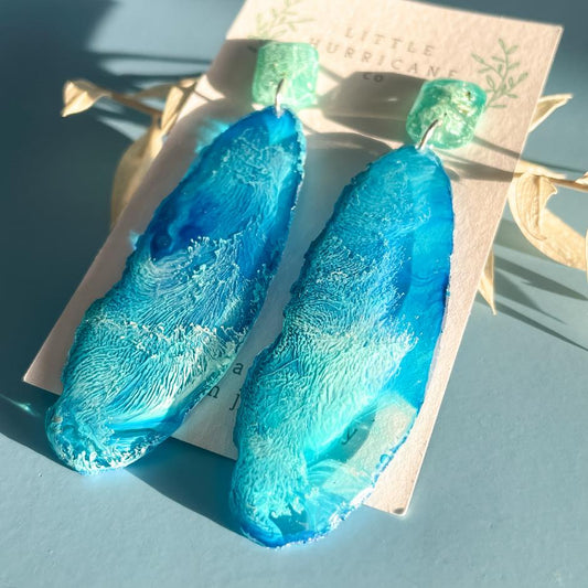 Blue Oceanview Geode Dangles