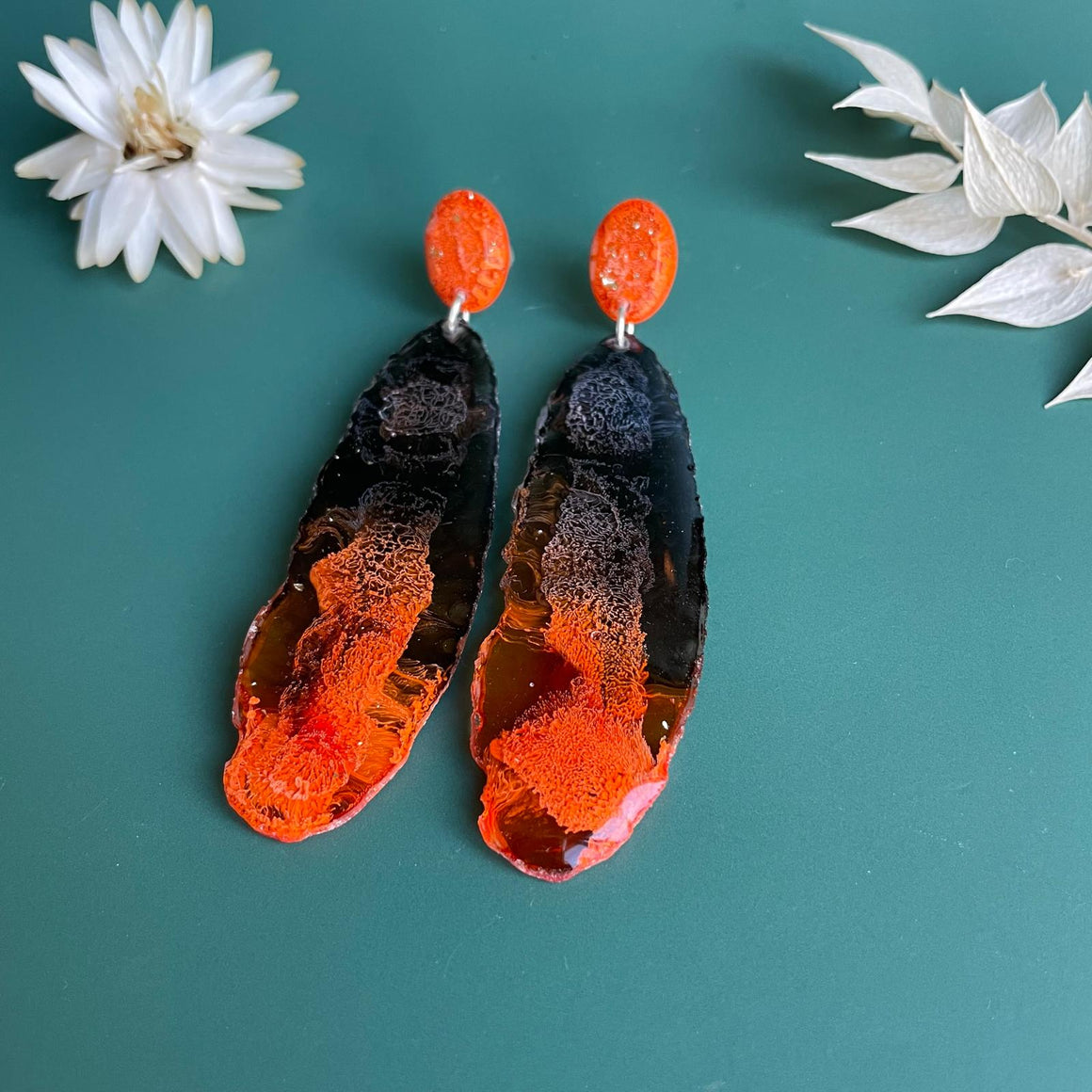 Golden Sunset Geode Dangles