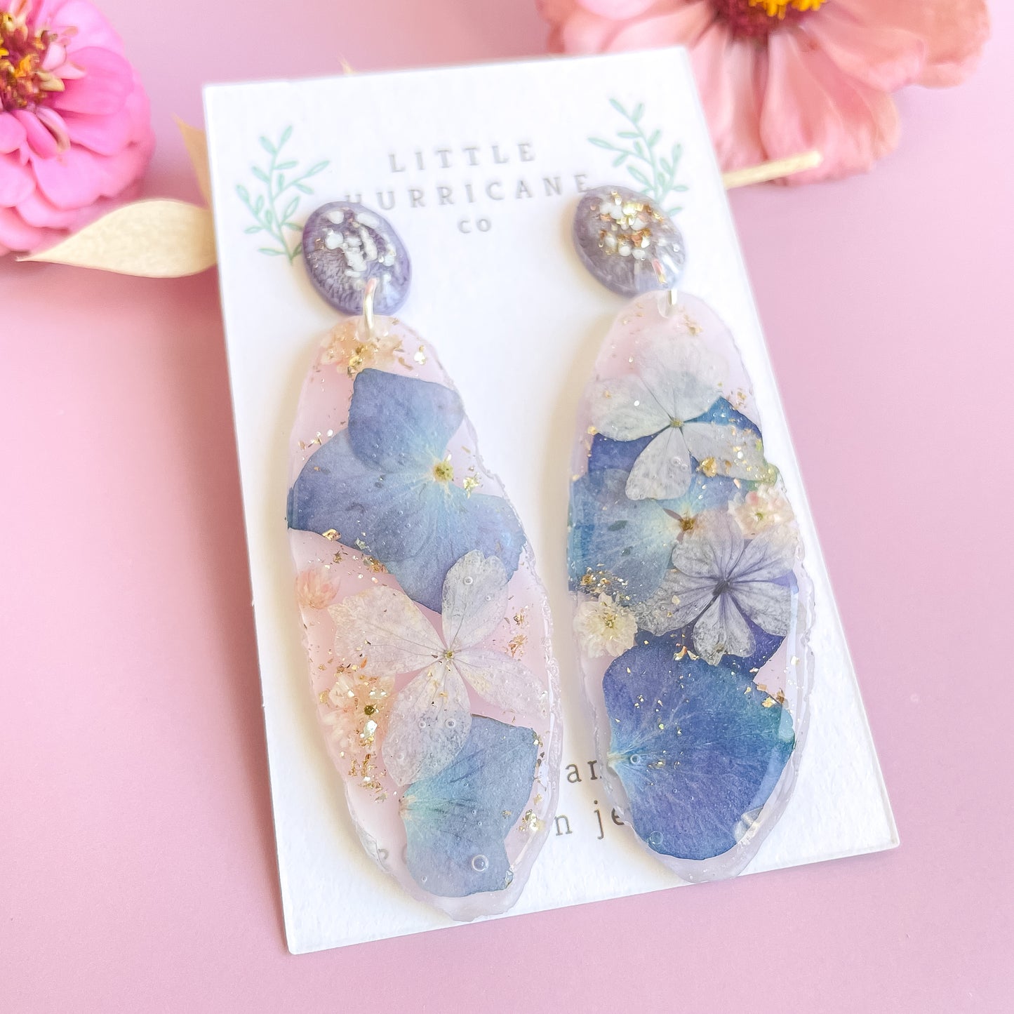 Floating Hydrangea Dream Geode Earrings
