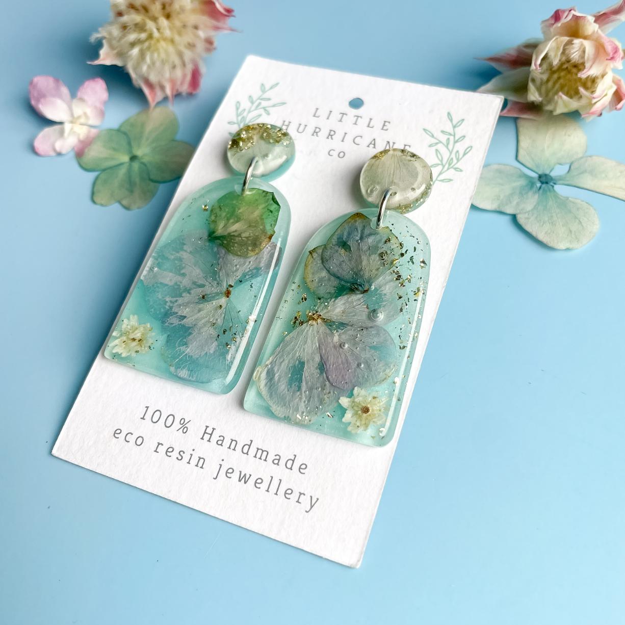 Hydrangea Arch on blue Earrings