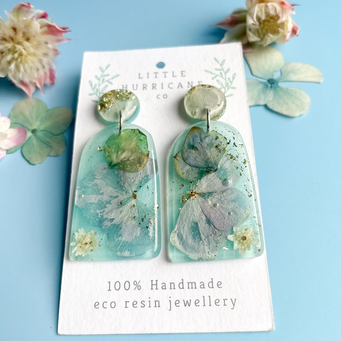 Hydrangea Arch on blue Earrings