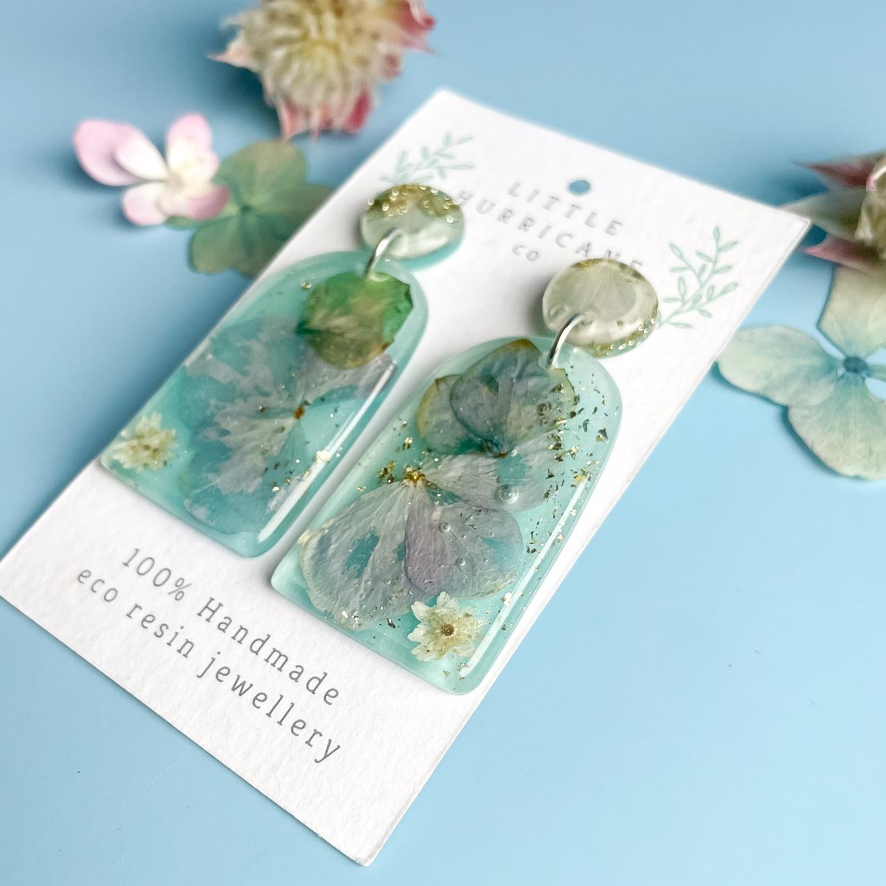 Hydrangea Arch on blue Earrings