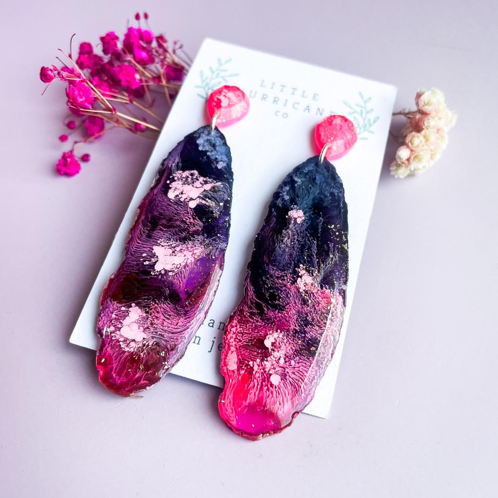 Pink Explosion Geode Dangles