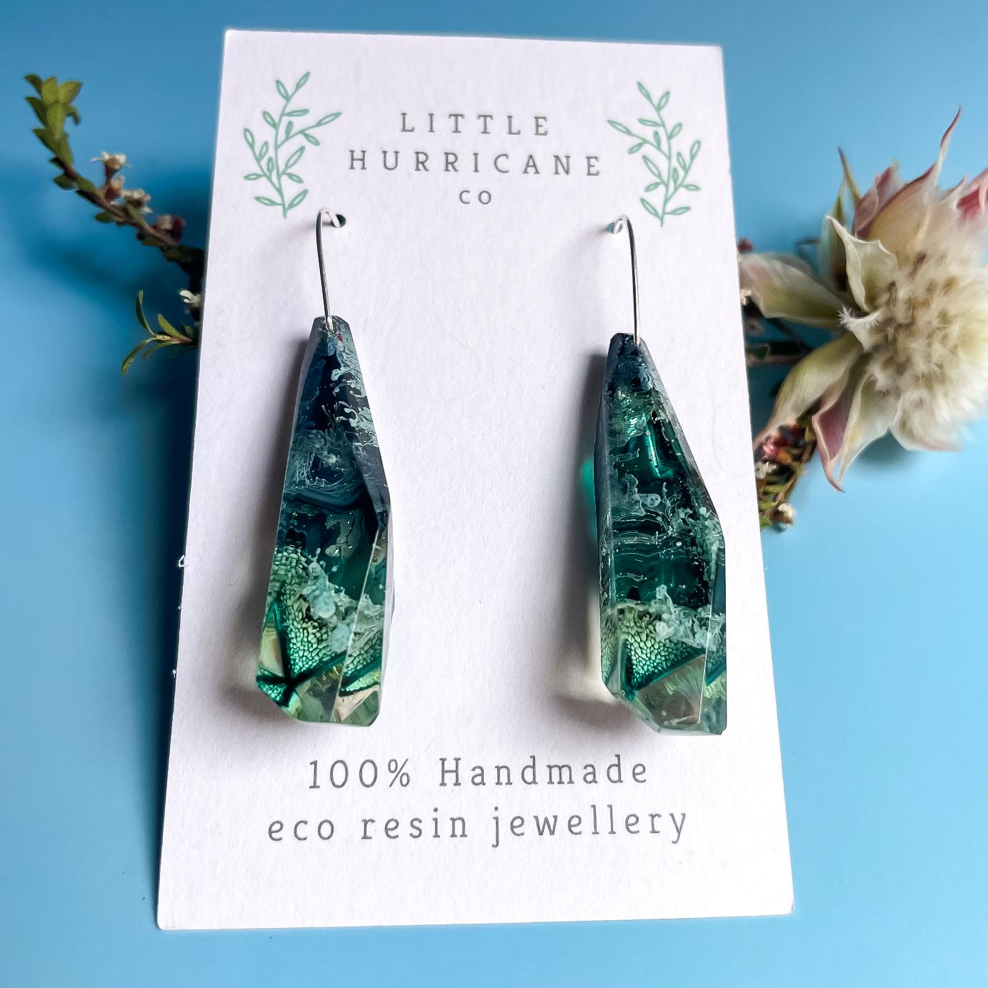 Icy Teal Faceted Dangles