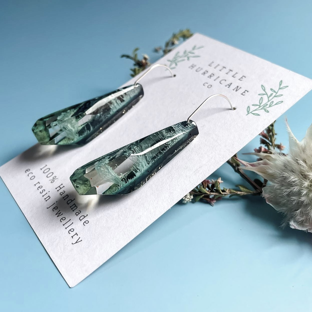Icy Teal Faceted Dangles