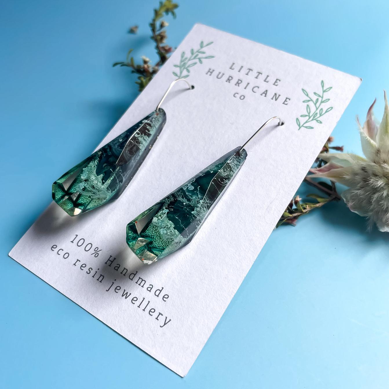 Icy Teal Faceted Dangles